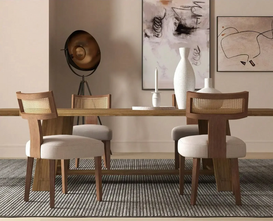 Rosaline Dining Chairs Set of 2 with Rattan Backrest Refined Maison®