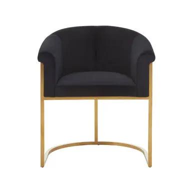Vogue Black Velvet And Matte Gold Dining Chair Orsina