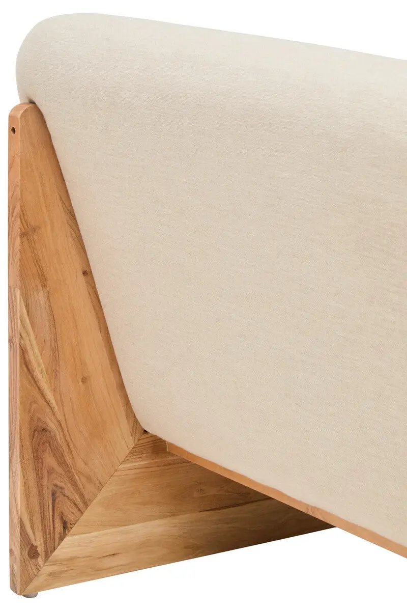 Parova Two Seater Linen Texture Armless Sofa With Wood Base Orsina