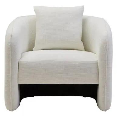 Bilani Cream Linen Effect Curved Chair Orsina