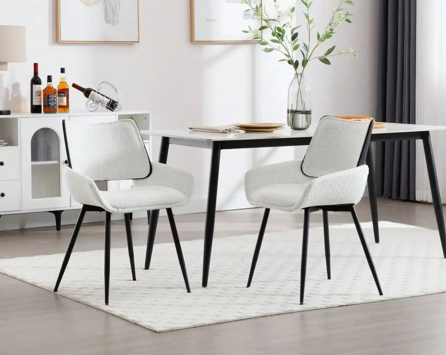 Charice Luxury Chenille Dining Chairs Set of 2 with Metal Legs Refined Maison®