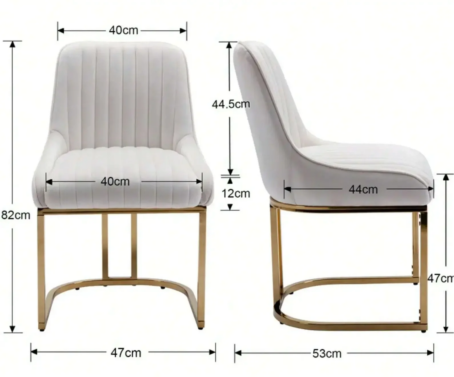 Kika Velvet Dining Chairs Set of 2, Gold Frame, Luxury Upholstered Seats Refined Maison®