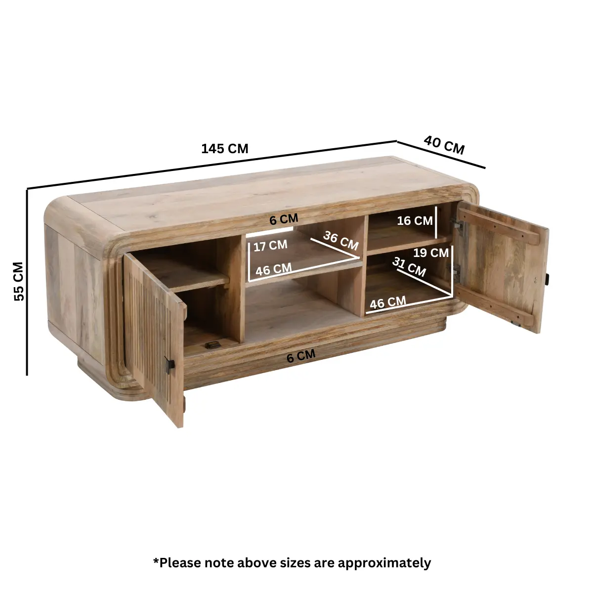 Preston Mango Wood 2 Doors TV Cabinet Verty Furniture