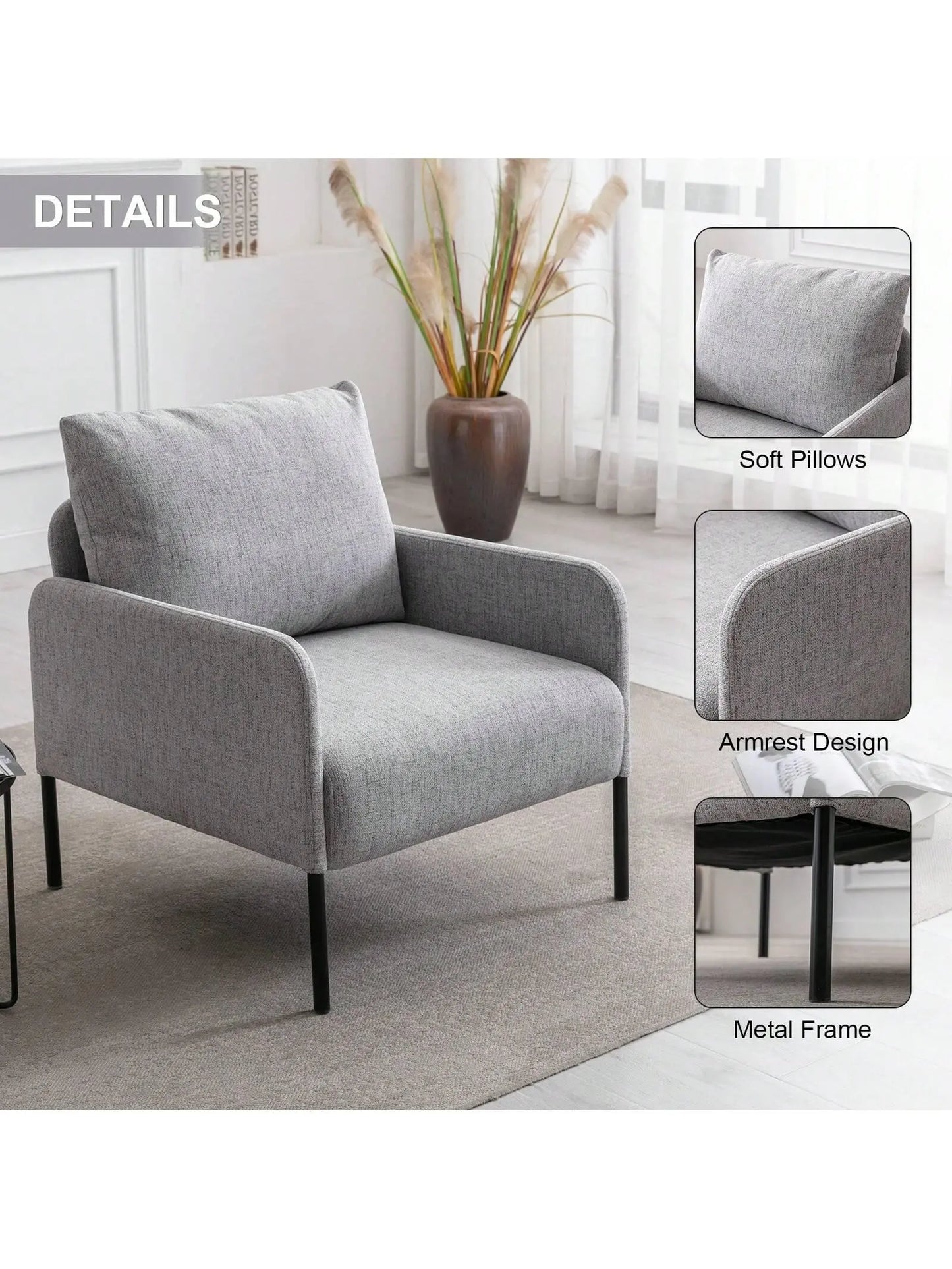 Gianna Accent Chair (Grey) - Refined Maison®