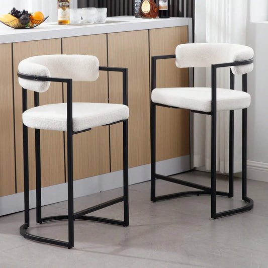 Journey Bar Stools Set of 2 with Metal Base Refined Maison®