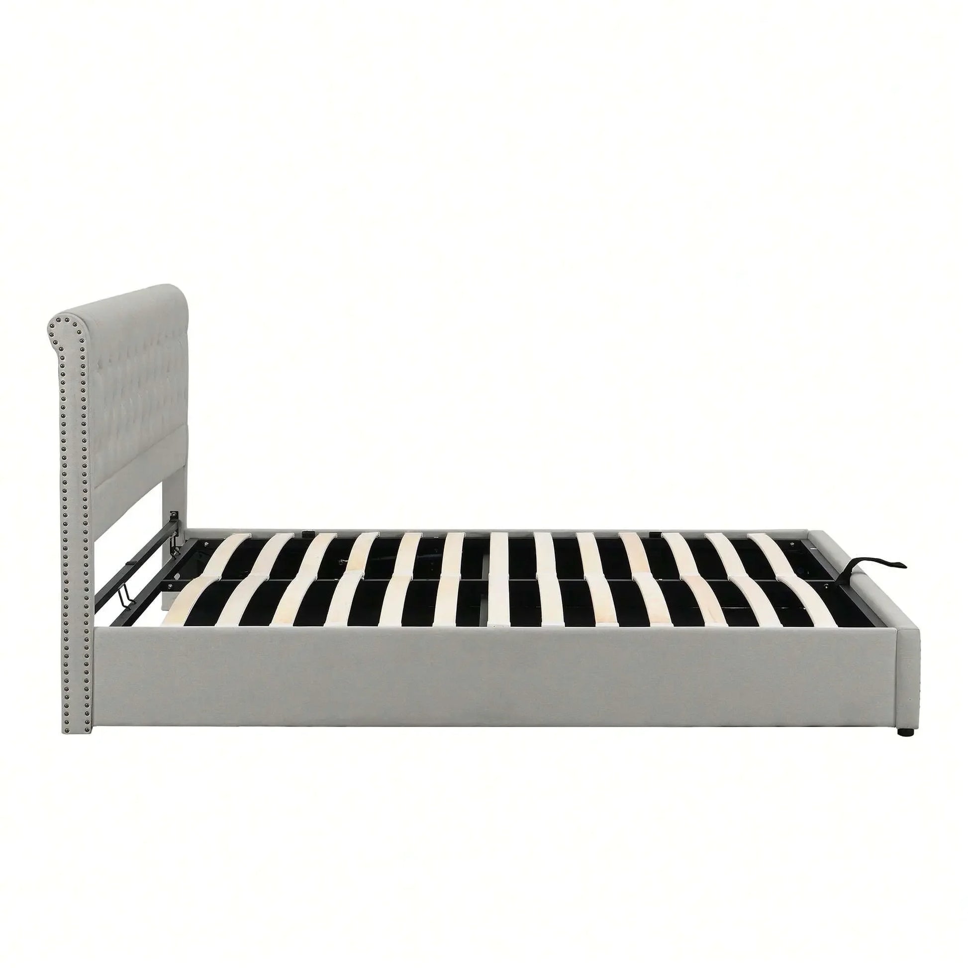 Yazarine Upholstered King Size Bed with Storage and Rivet Detail - Refined Maison®