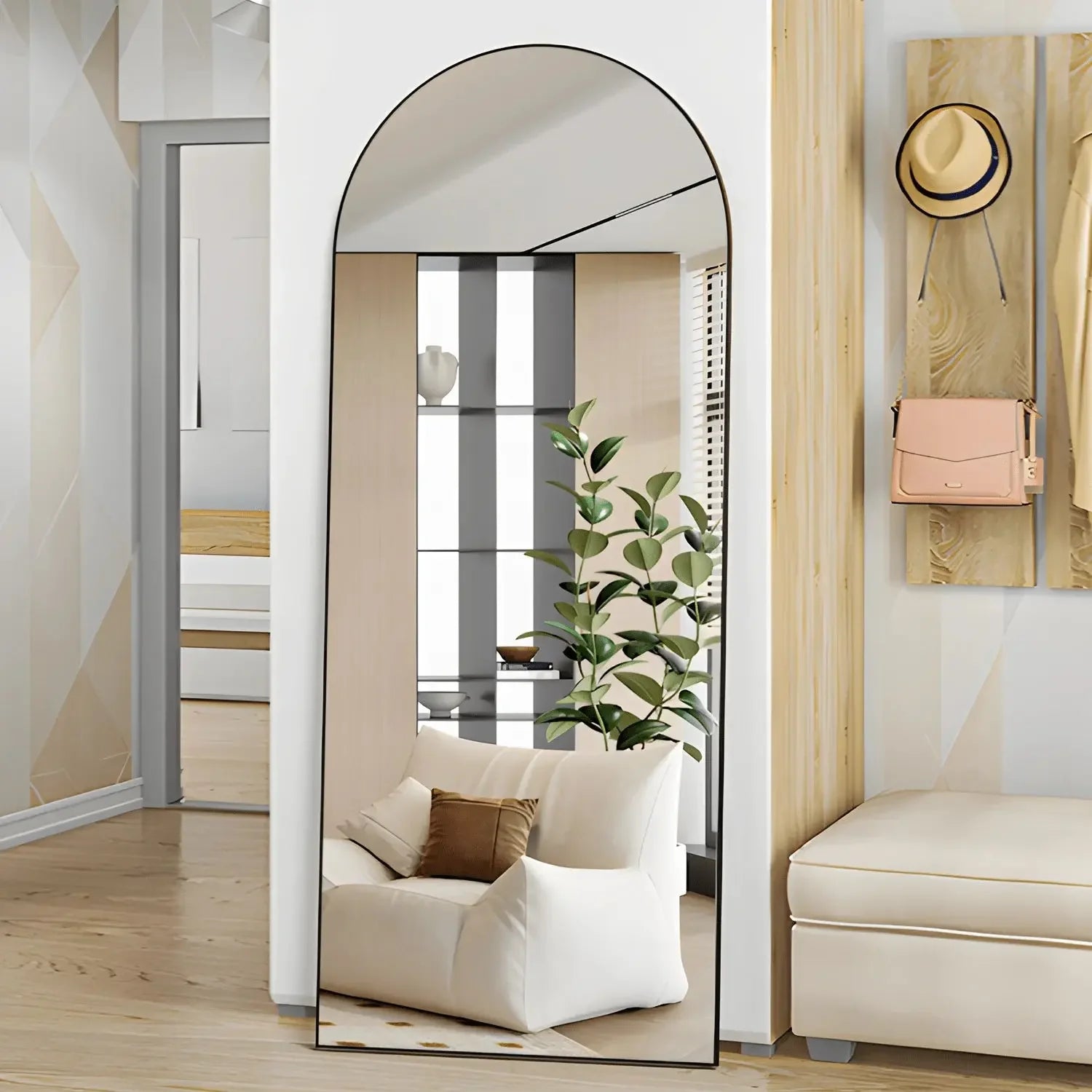 Arched Full-Length Mirror 165x60cm with Stand - Refined Maison®
