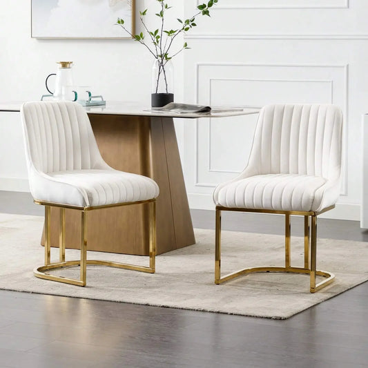Kika Velvet Dining Chairs Set of 2, Gold Frame, Luxury Upholstered Seats Refined Maison®