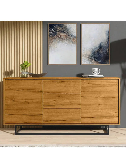 Vista Loft Oak & Black Sideboard 140cm - Industrial Storage Refined Maison®