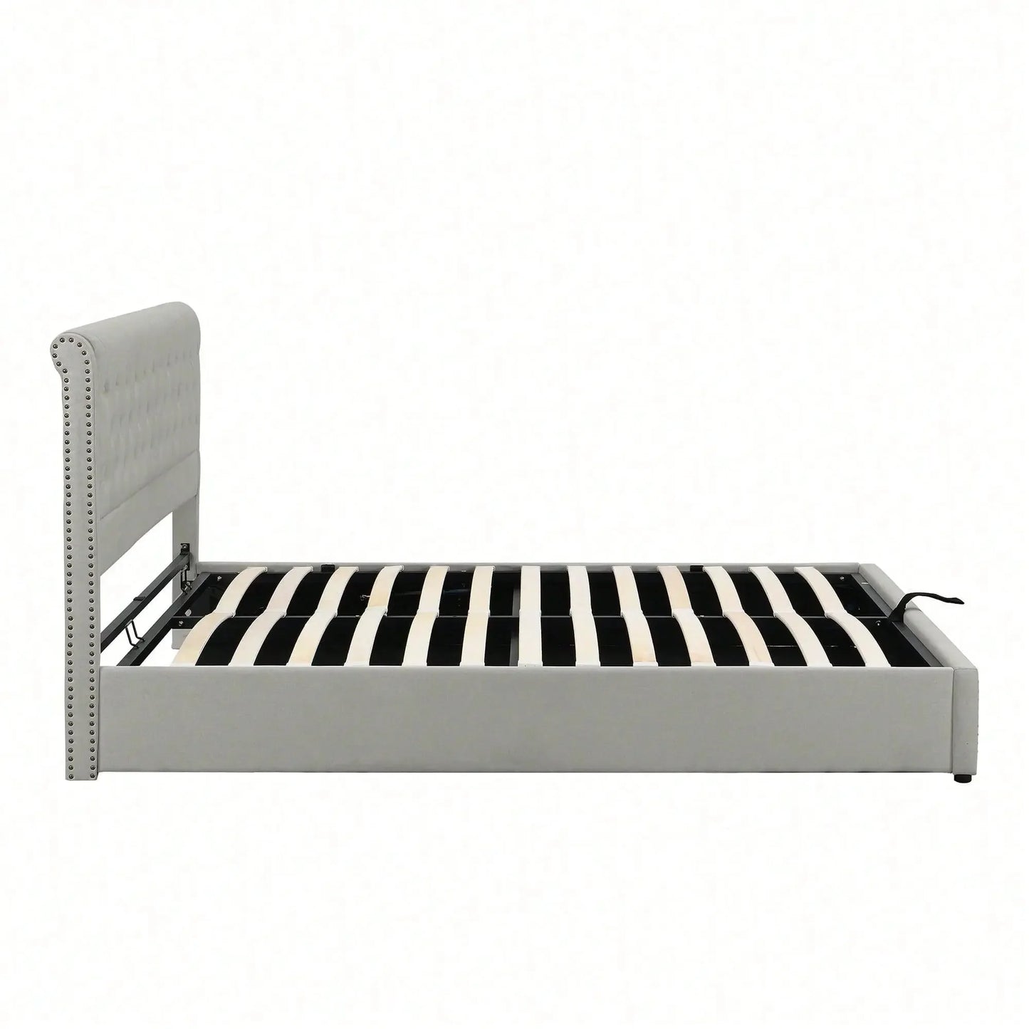 Yazarine Upholstered Super King Size Bed with Storage and Rivet Detail - Refined Maison®