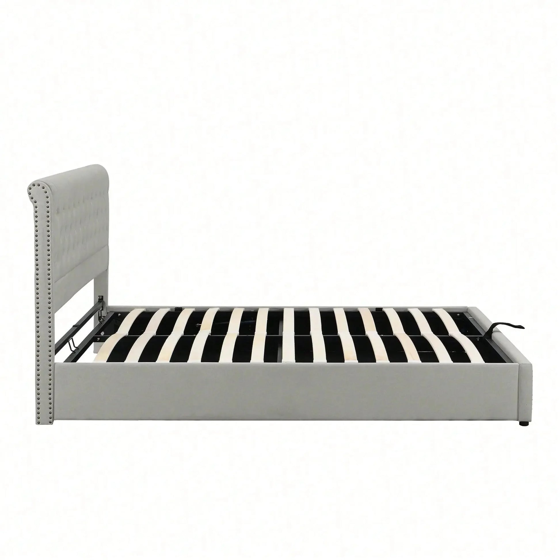 Yazarine Upholstered Super King Size Bed with Storage and Rivet Detail - Refined Maison®