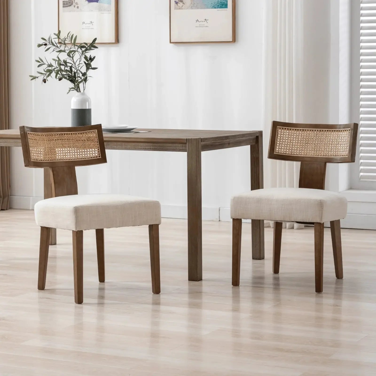 Rosaline Dining Chairs Set of 2 with Rattan Backrest Refined Maison®