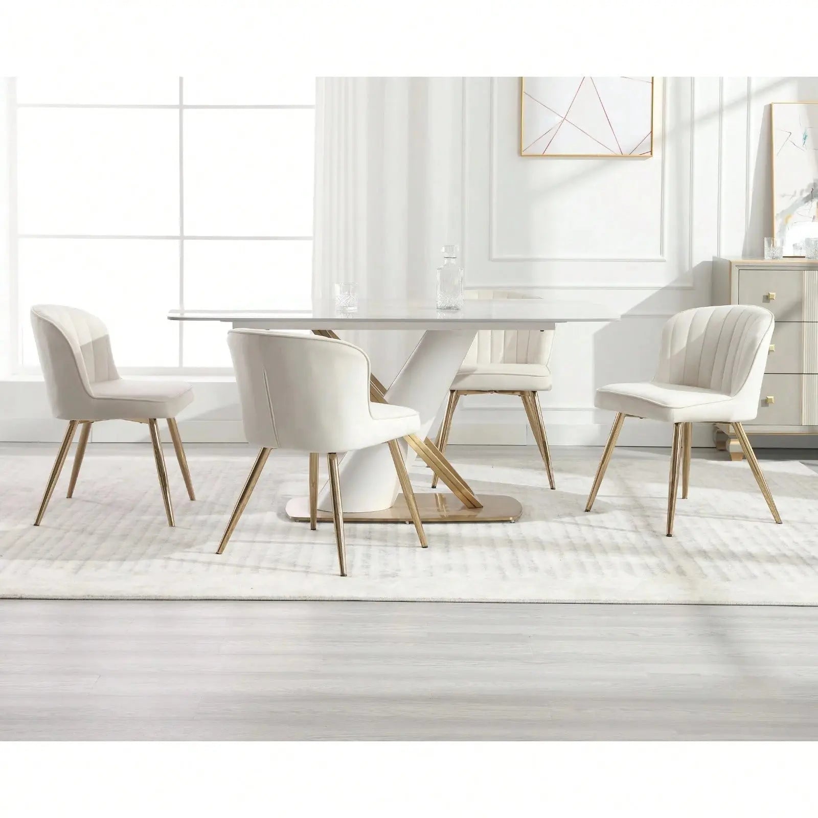 Chelsea Velvet Dining Chair Set of 2 - Armless Tub Chairs with Metal Legs Refined Maison®