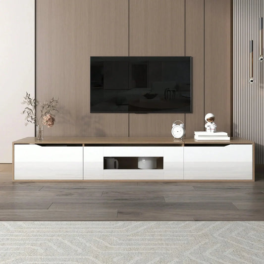 Ella High-Gloss TV Cabinet with LED Lighting Options 180x35x30cm Refined Maison®