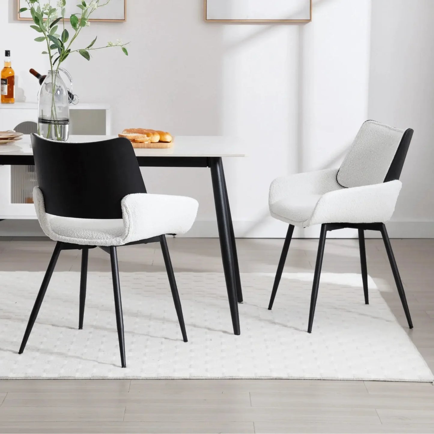 Charice Luxury Chenille Dining Chairs Set of 2 with Metal Legs Refined Maison®