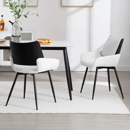Charice Luxury Chenille Dining Chairs Set of 2 with Metal Legs Refined Maison®