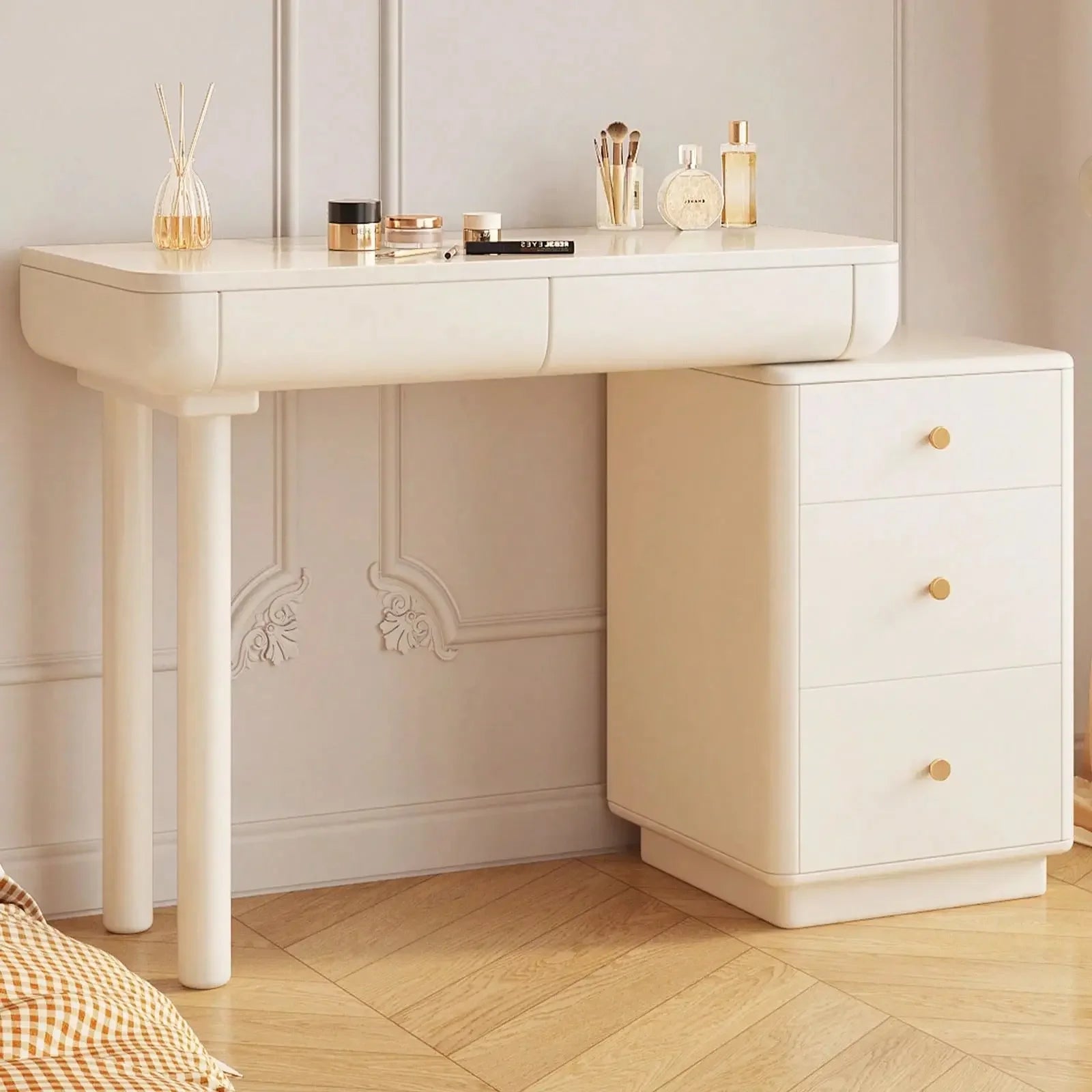 Lamere Vanity Desk with Drawers and Adjustable Cabinet Refined Maison®