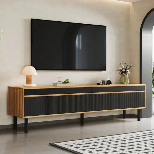 Justine Black & Wood TV Cabinet with Four Doors Refined Maison®