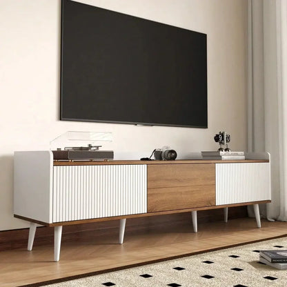 Avarna White & Wood TV Stand, 3-Door, 160cm Refined Maison®