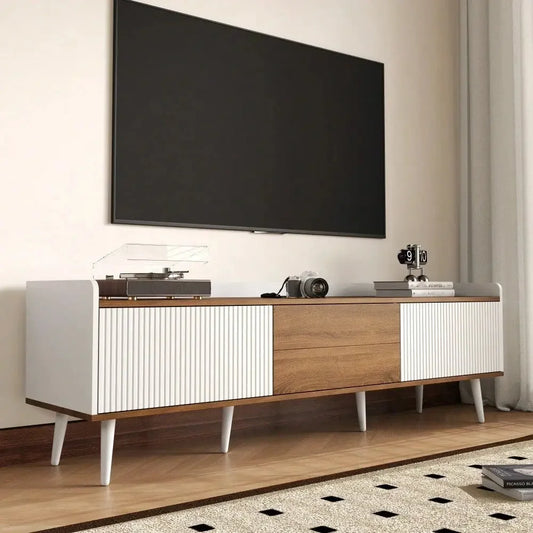 Avarna White & Wood TV Stand, 3-Door, 160cm Refined Maison®