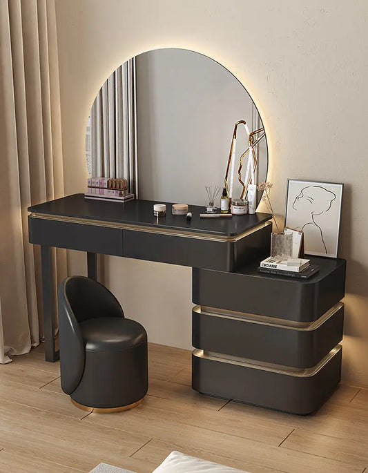 Grant Dressing Table With Big LED Mirror, Black/Cream DC Concept