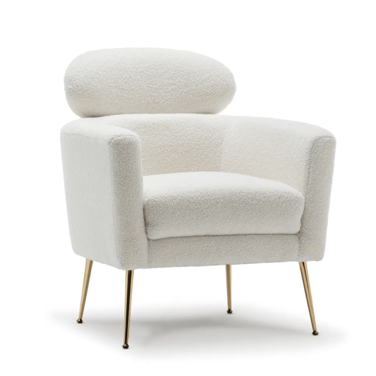 Winnie White Boucle Accent Chair with Gold Legs Refined Maison®