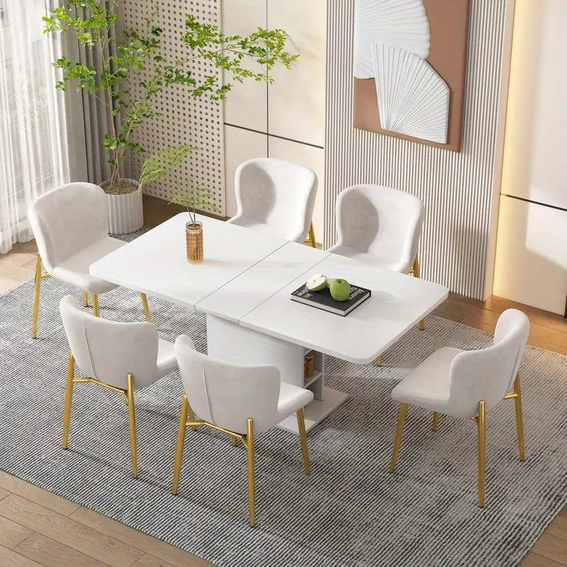 Nina White Extendable Dining Table with Storage Refined Maison®