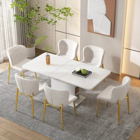 Nina White Extendable Dining Table with Storage Refined Maison®