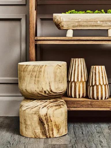 Arlo Large Wooden Engraved Vase Orsina