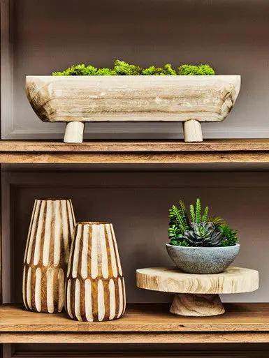 Arlo Large Wooden Engraved Vase Orsina