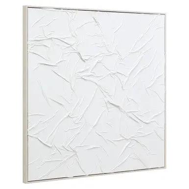 Astratto Canvas White Pleated Fabric Hand Painted Wall Art Orsina