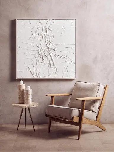 Astratto Canvas White Pleated Fabric Hand Painted Wall Art Orsina