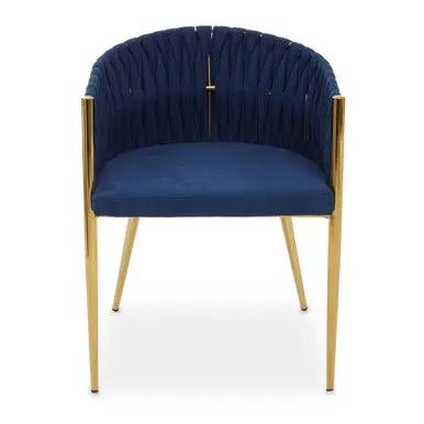Gilden Blue Dining Chair With Woven Back Orsina