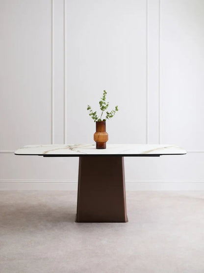 Imperia White Ceramic Marble Effect Rectangular Dining Table Orsina