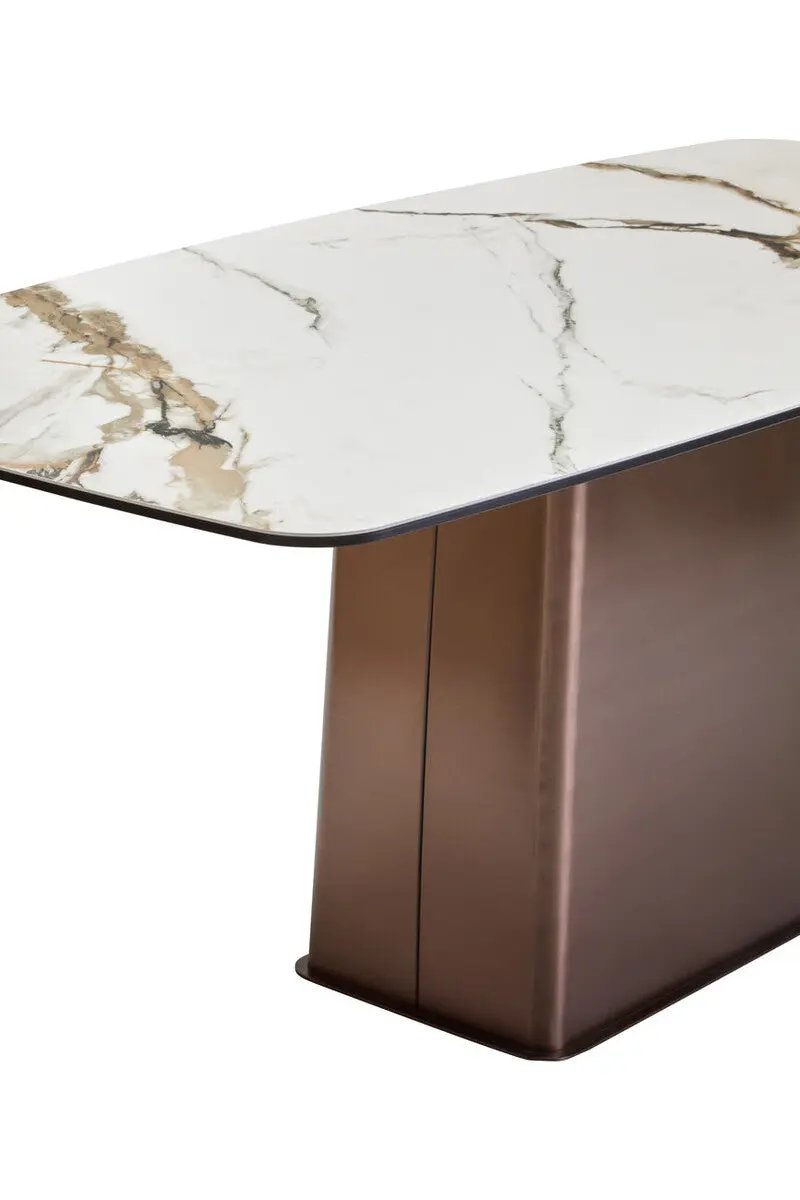 Imperia White Ceramic Marble Effect Rectangular Dining Table Orsina