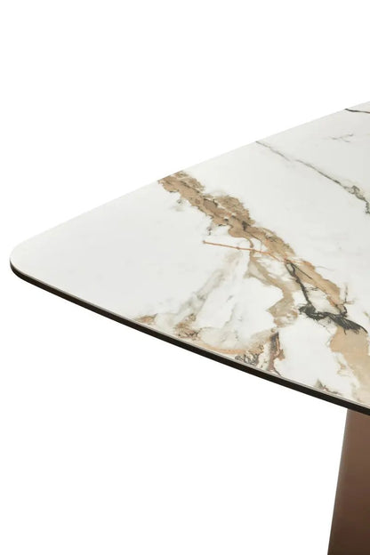Imperia White Ceramic Marble Effect Rectangular Dining Table Orsina