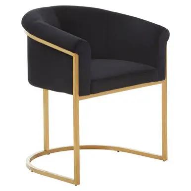 Vogue Black Velvet And Matte Gold Dining Chair Orsina