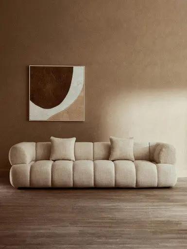 Ordona Cream Linen Fabric 3 Seater Sofa Orsina