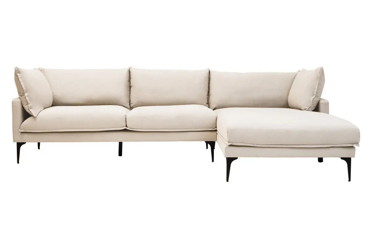 Troyes Cream Three Seat Right Chaise Sofa Orsina