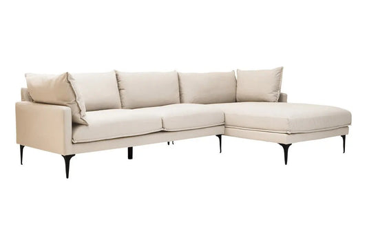 Troyes Cream Three Seat Right Chaise Sofa Orsina