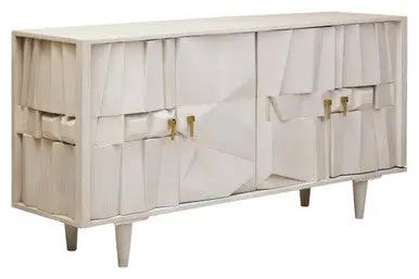 Sita Four Door Mango Wood Abstract Design Sideboard Orsina