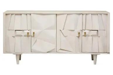 Sita Four Door Mango Wood Abstract Design Sideboard Orsina