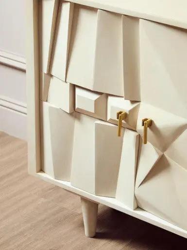 Sita Four Door Mango Wood Abstract Design Sideboard Orsina