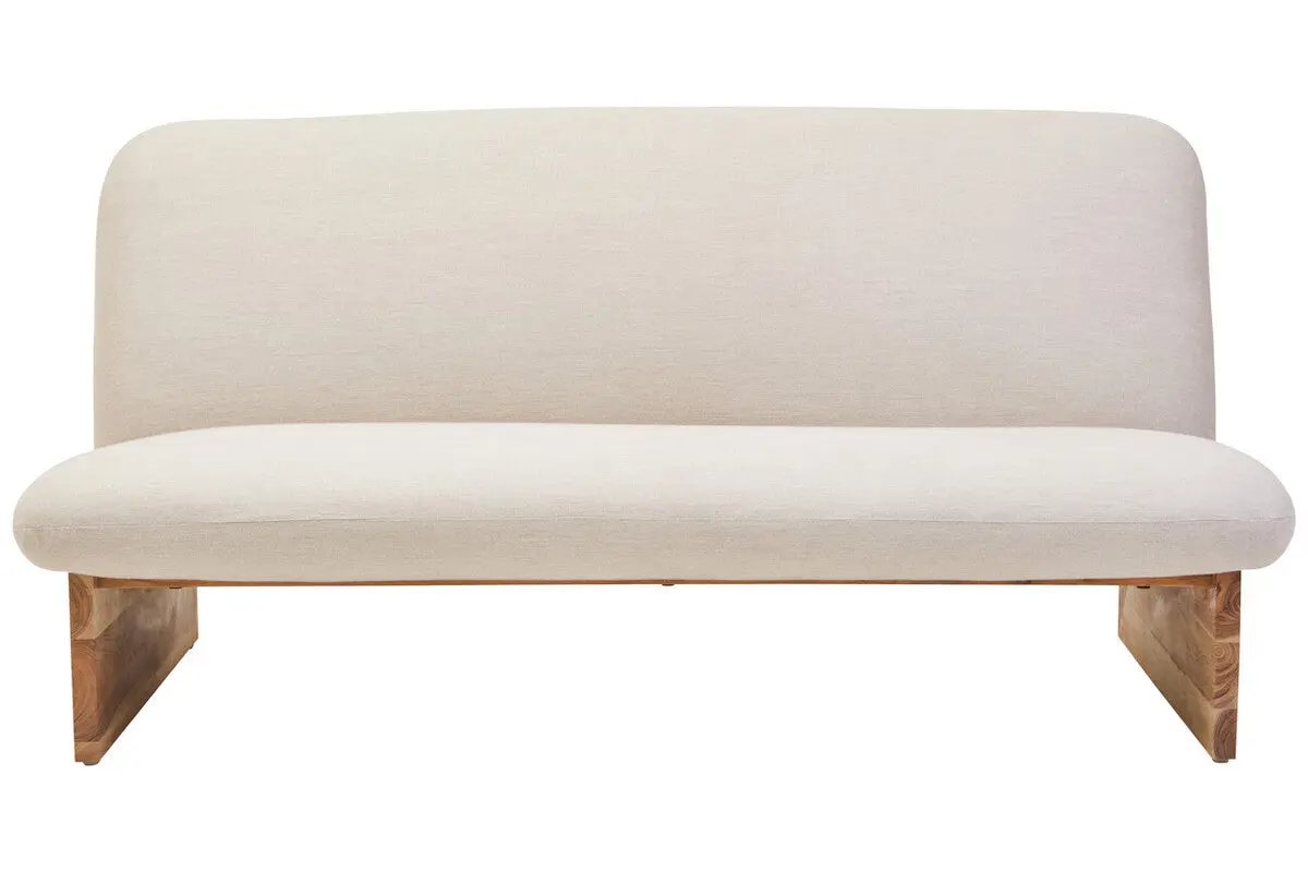 Parova Two Seater Linen Texture Armless Sofa With Wood Base Orsina