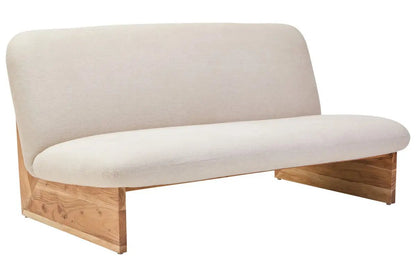 Parova Two Seater Linen Texture Armless Sofa With Wood Base Orsina