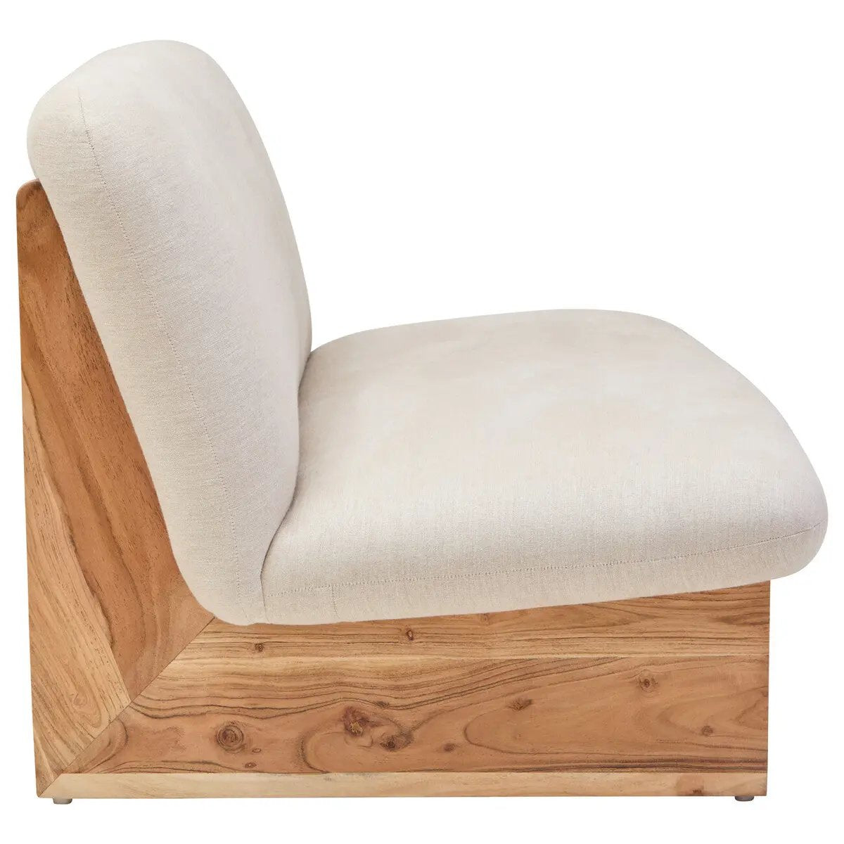 Parova Two Seater Linen Texture Armless Sofa With Wood Base Orsina