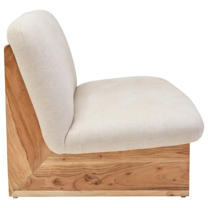 Parova Two Seater Linen Texture Armless Sofa With Wood Base Orsina