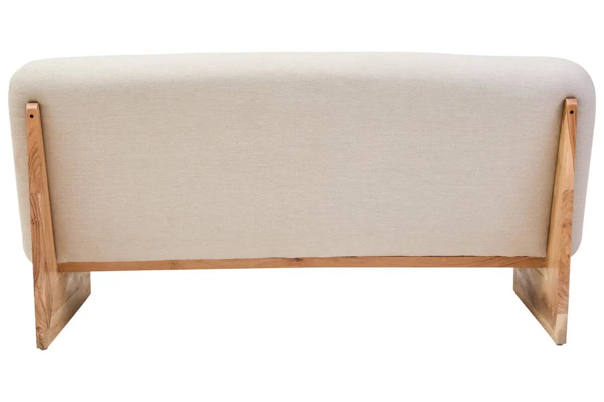 Parova Two Seater Linen Texture Armless Sofa With Wood Base Orsina