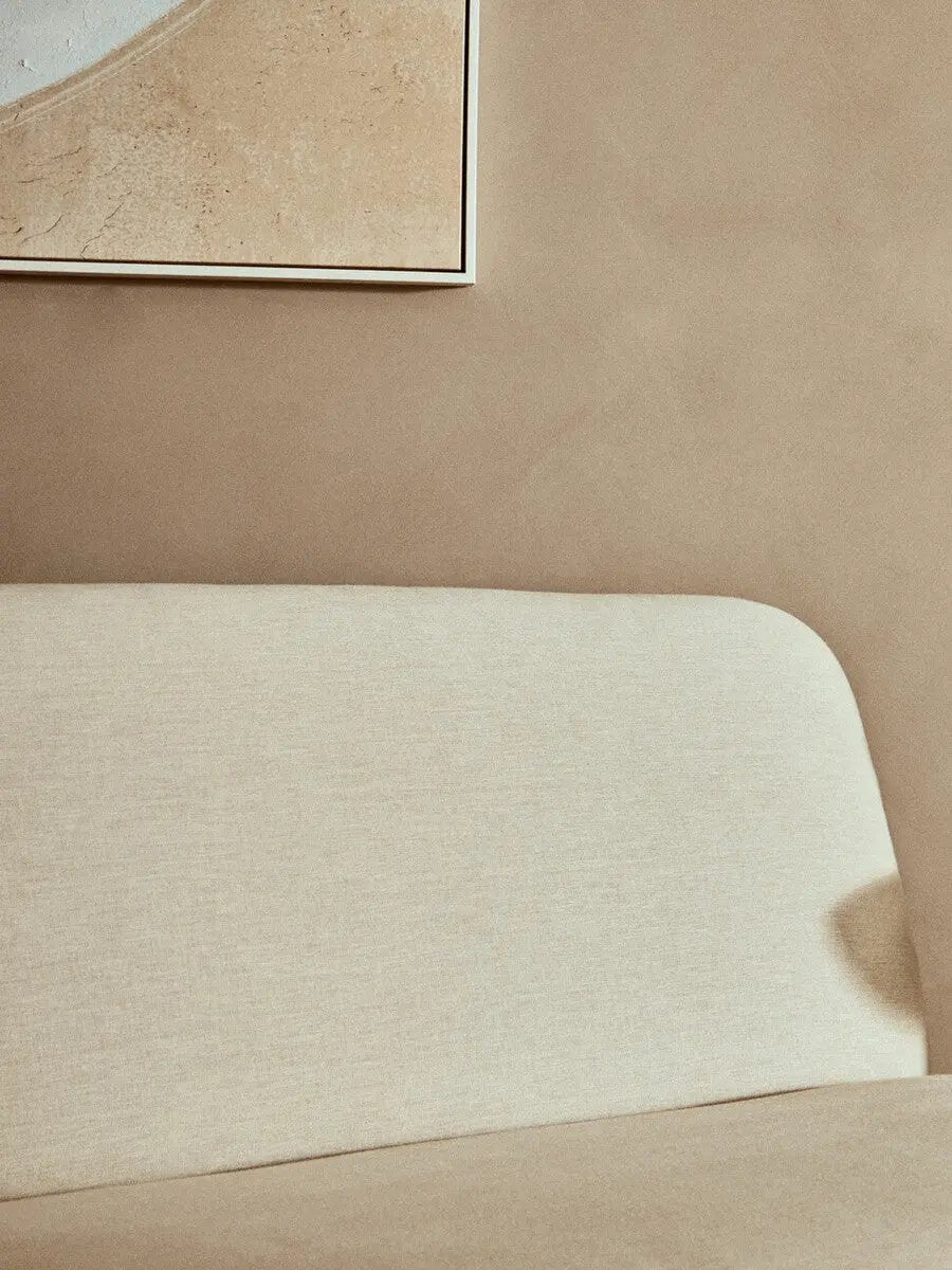 Parova Two Seater Linen Texture Armless Sofa With Wood Base Orsina