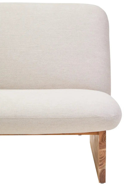 Parova Two Seater Linen Texture Armless Sofa With Wood Base Orsina